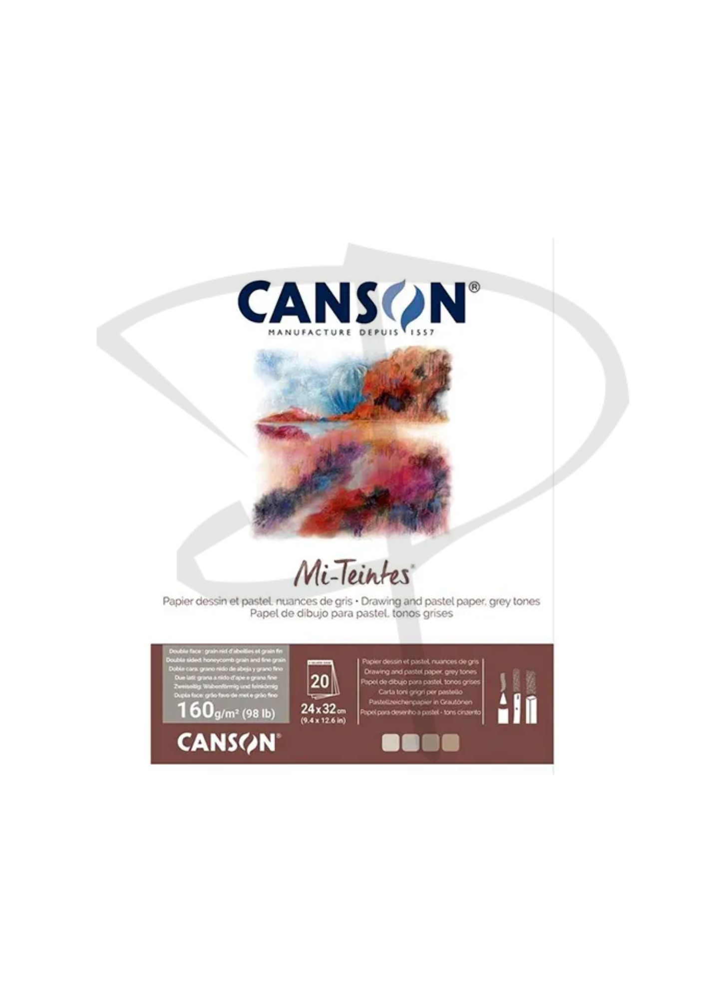 Block para dibujo hojas tonos gris - Canson mi teintes - 160 g