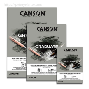 Block tecnicas mixtas hojas color gris – Canson Graduate mixed media gris – 220 g
