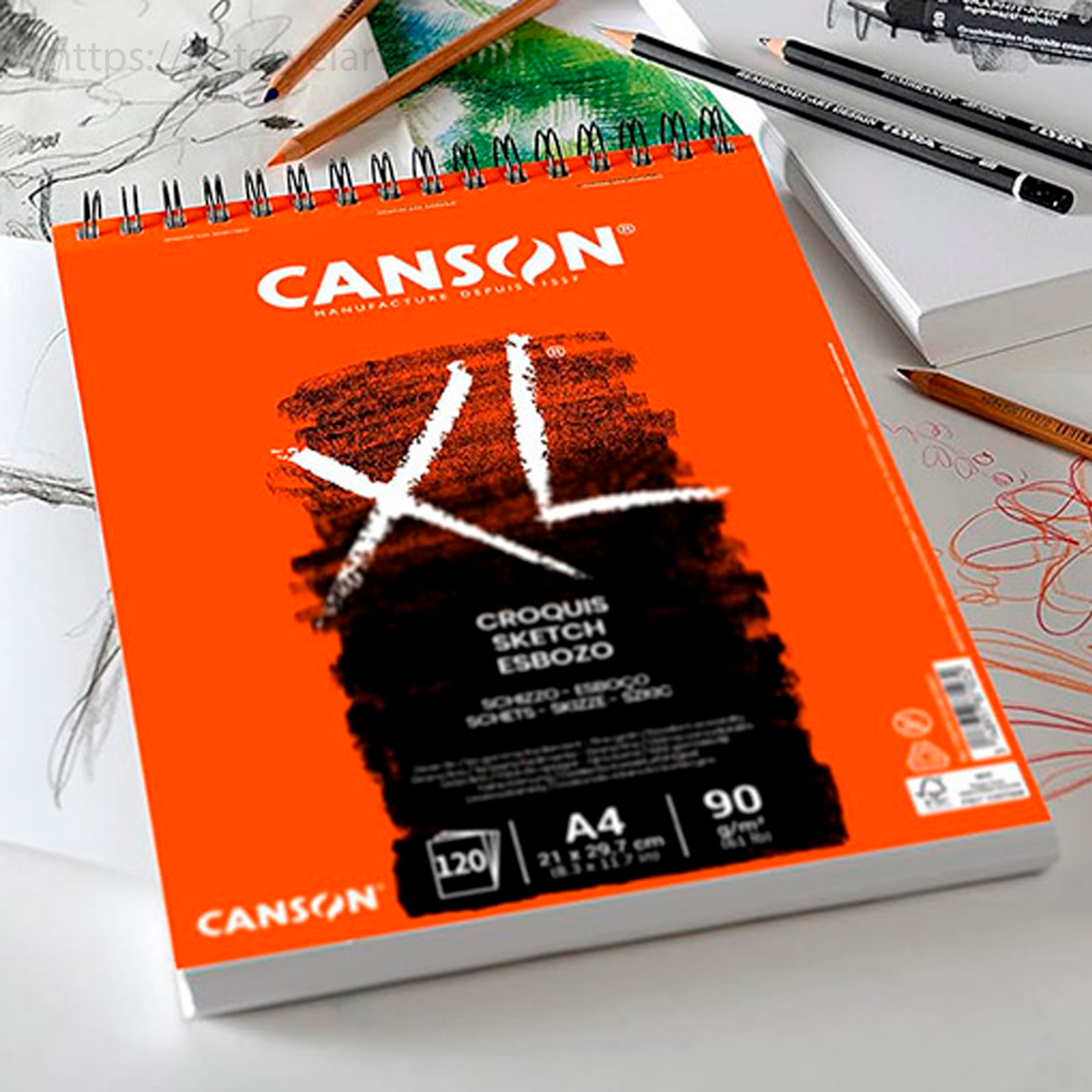 Block para dibujo anillado - Canson XL sketch - 90 g - Imagen 3
