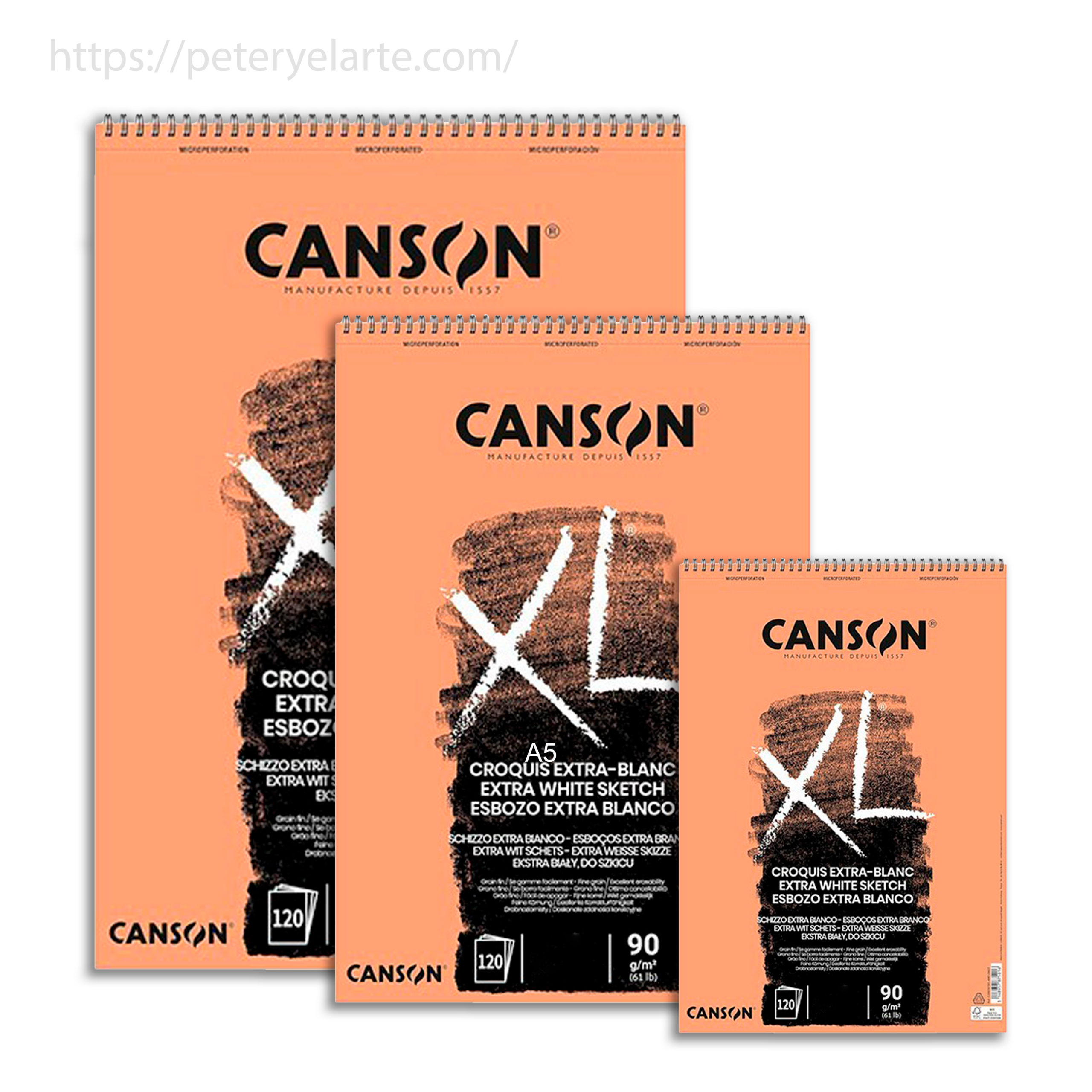Block para dibujo anillado - Canson XL extra WHITE - 90 g