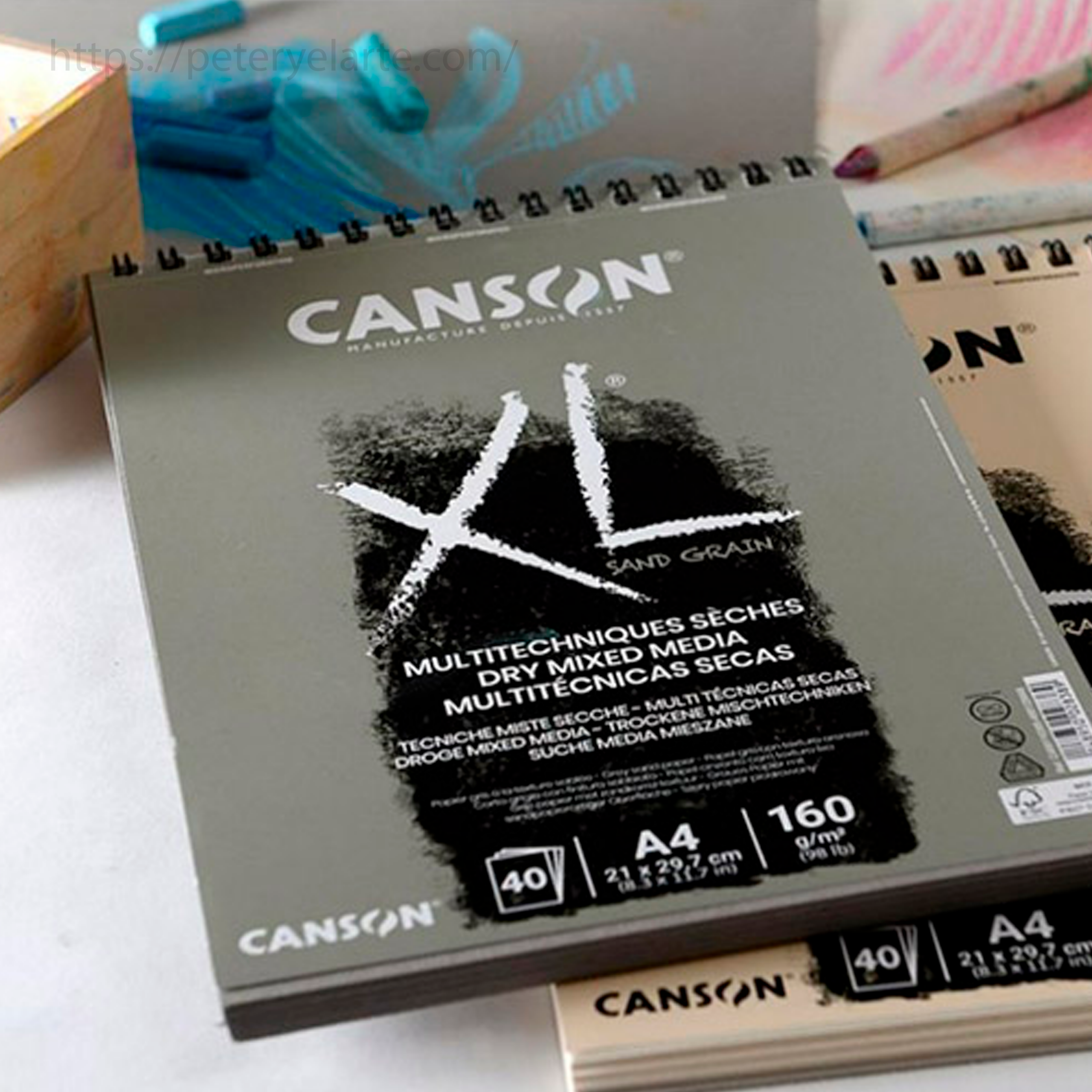 Block para tecnicas mixtas hojas color gris – Canson XL Sand Grain Dry Mixed Media – 160 g - Imagen 4