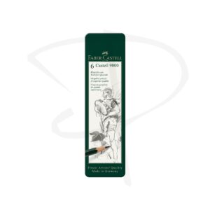 Lapices de grafito en estuche metalico - Faber Castell 9000 - 6 unidades