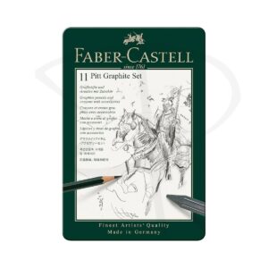 Lapices de grafito mate en estuche metalico - Faber Castel Pitt Graphite Matt - 11 unidades