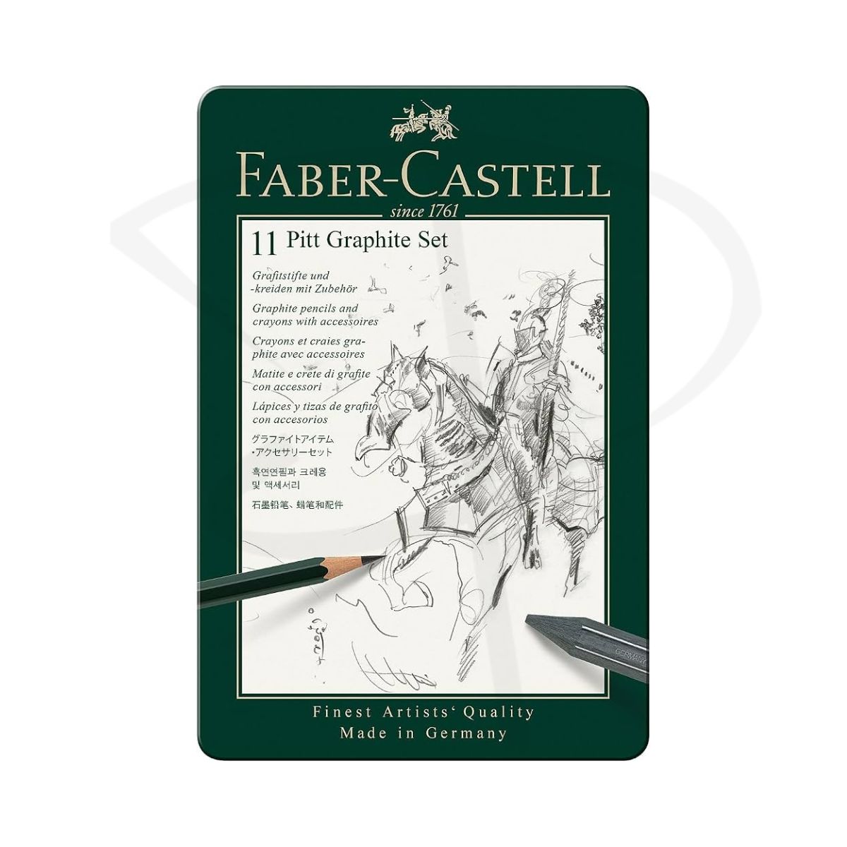 Lapices de grafito mate en estuche metalico - Faber Castel Pitt Graphite Matt - 11 unidades