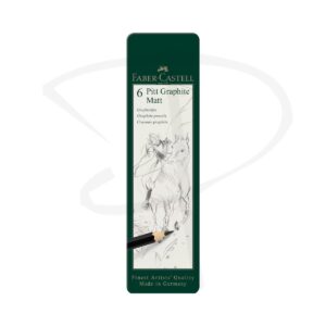 Lapices de grafito mate en estuche metalico - Faber Castell Pitt Graphite Matt - 6 unidades