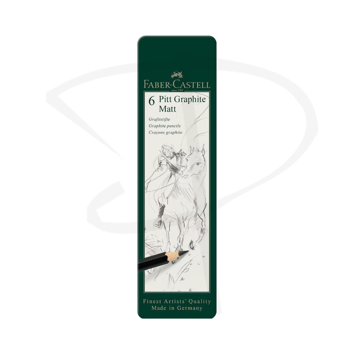 Lapices de grafito mate en estuche metalico - Faber Castell Pitt Graphite Matt - 6 unidades