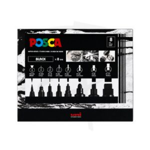 Plumones acrilicos tonos negros - Posca Uni Black - 8 unidades