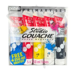 Set Primary Gouache - Pebeo - 5 unidades, 100 ml