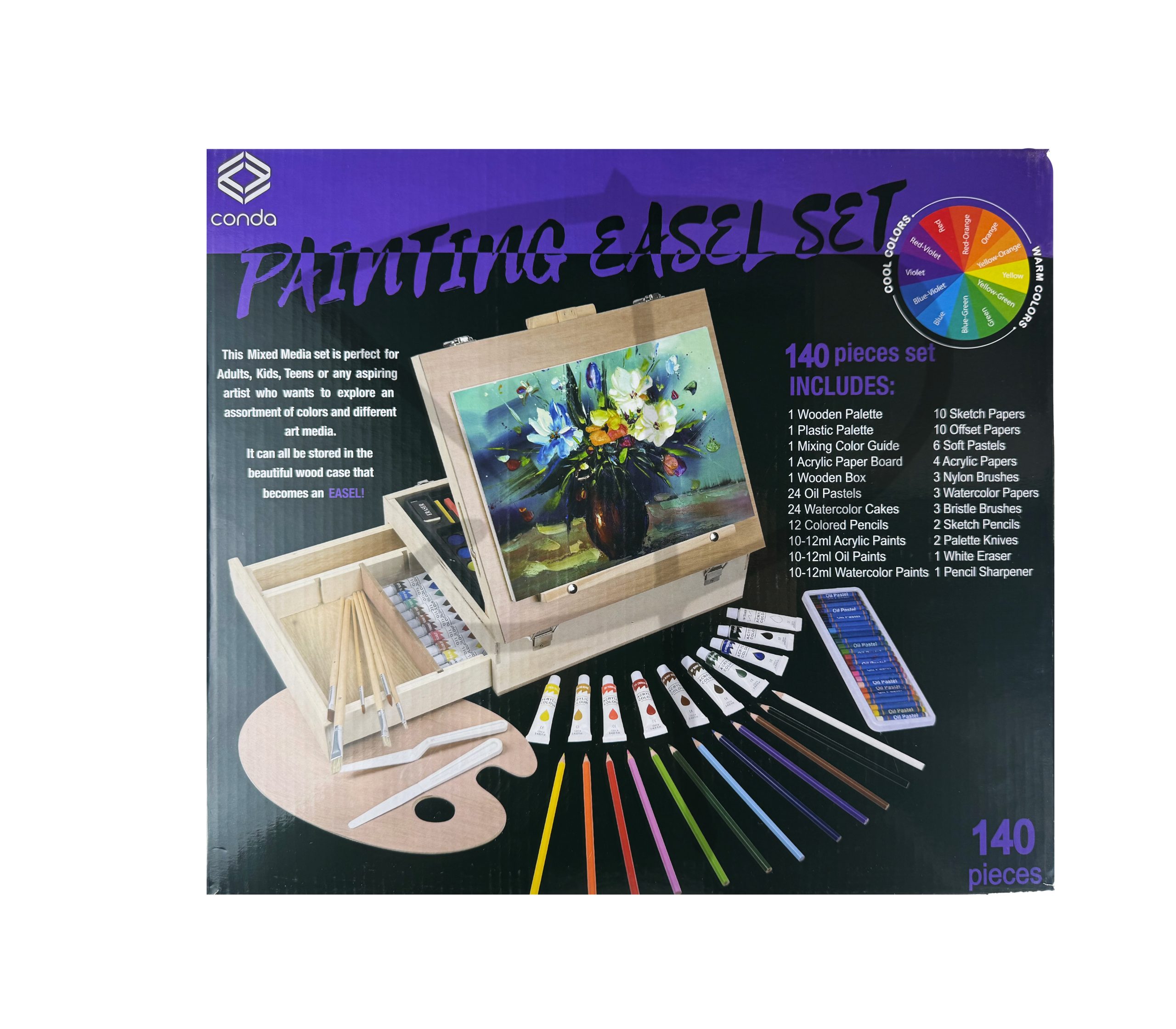 Kit de dibujo y color con caballete - Painting Easel Set