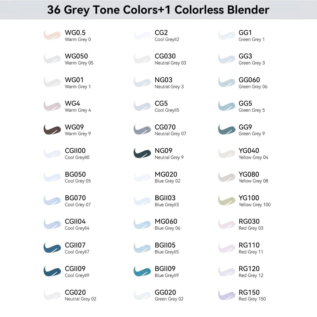Plumones a base de alcohol - Ohuhu Tonos Gris - 36 unidades - Imagen 3