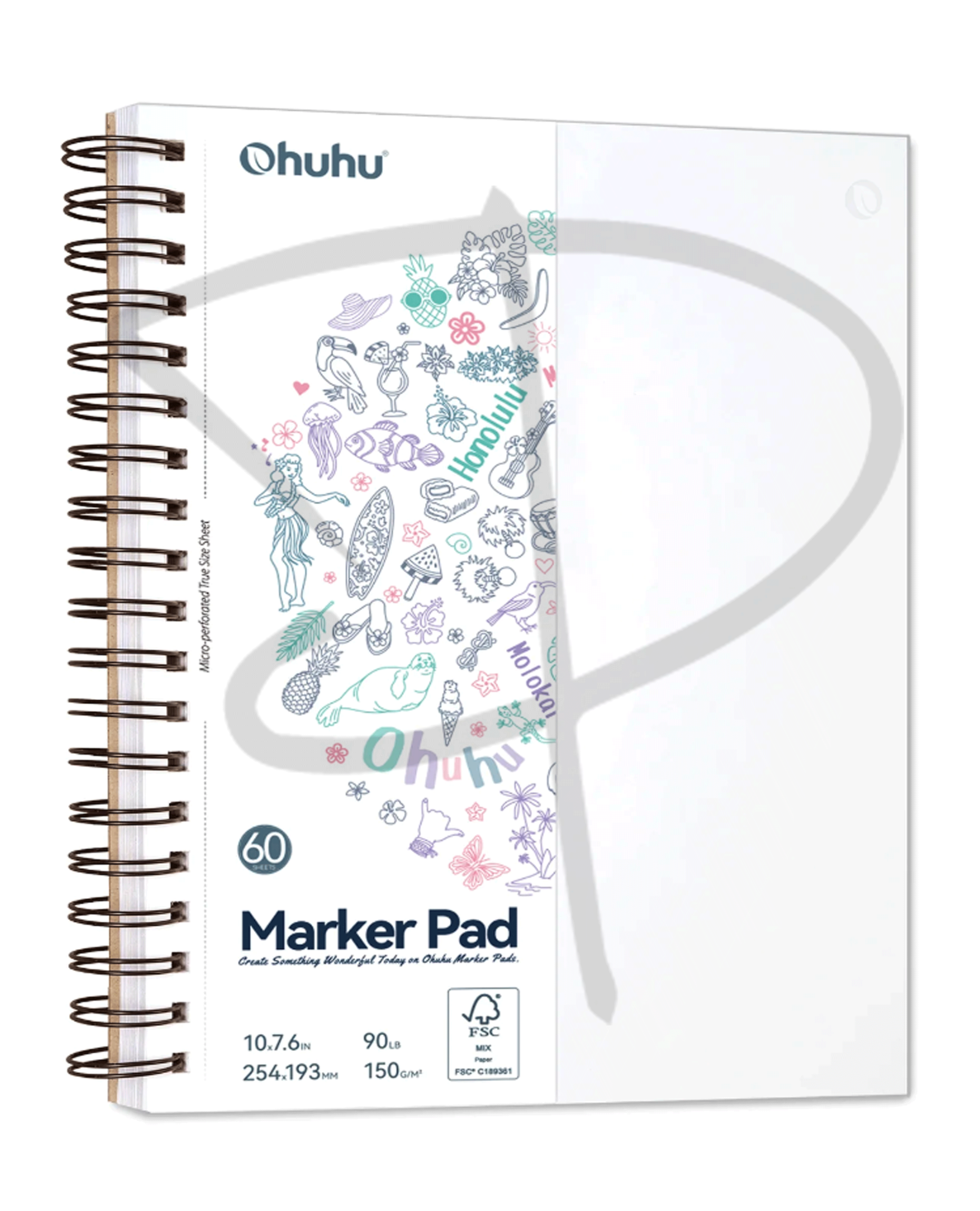 Block para marcadores anillado - Ohuhu Marker Pad – 25,4 x 19,3 cm