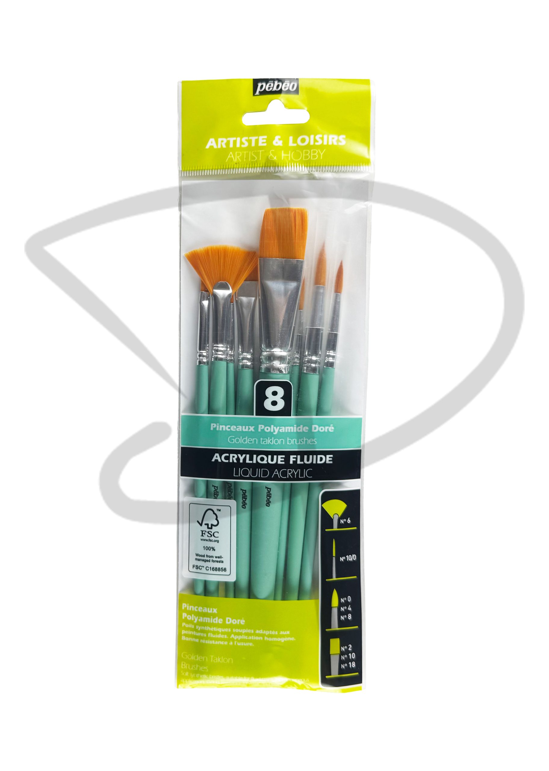 Set de Pinceles Mixtos - Pebeo - 8 unidades