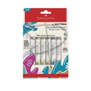 Plumones acrilicos tonos metalicos - Multimark Shake & Paint Metálicos Faber Castell – 6 unidades