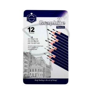 Lapices de grafito en estuche metalico - Graphite Pencils Keep Smiling - 12 unidades