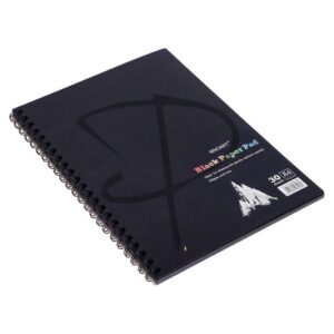 Cuaderno anillado de hojas negras A4 - SINOART Black PaperPad - 21 x 29.7 cm, 140 gm