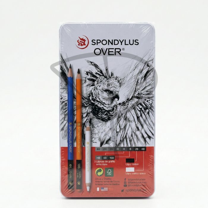 Lapices de grafito en estuche metalico - Spondylus OVER - 12 unidades