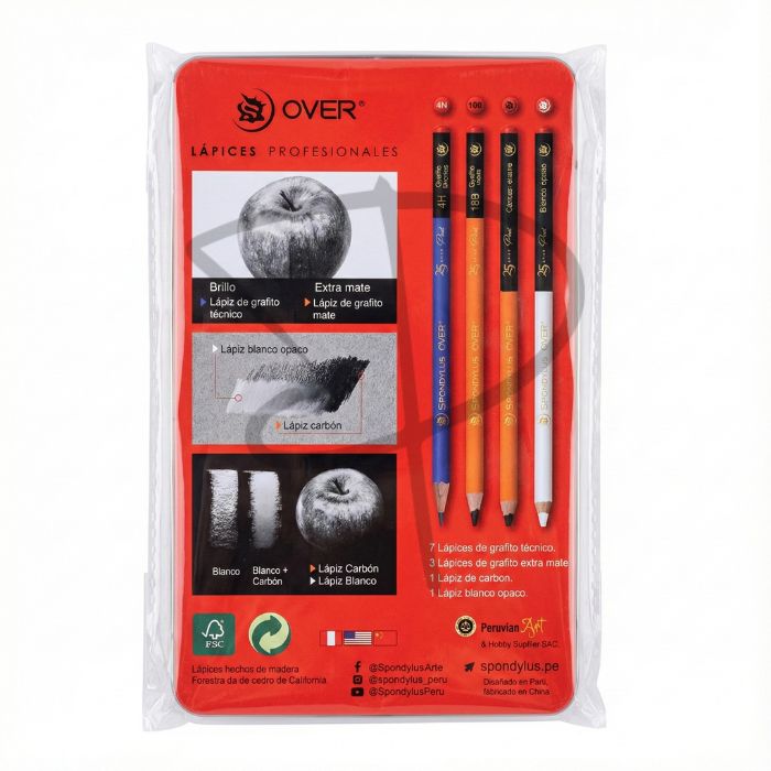 Lapices de grafito en estuche metalico - Spondylus OVER - 12 unidades - Imagen 2