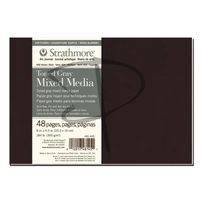 Block tecnicas mixtas con hojas gris - Strathmore Mixed media Toned gray - 20.3 x 14 cm, 300 g