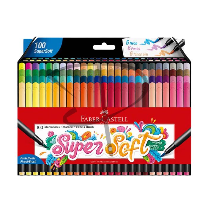 Plumones a base de agua - Faber Castell Supersoft - 100 unidades