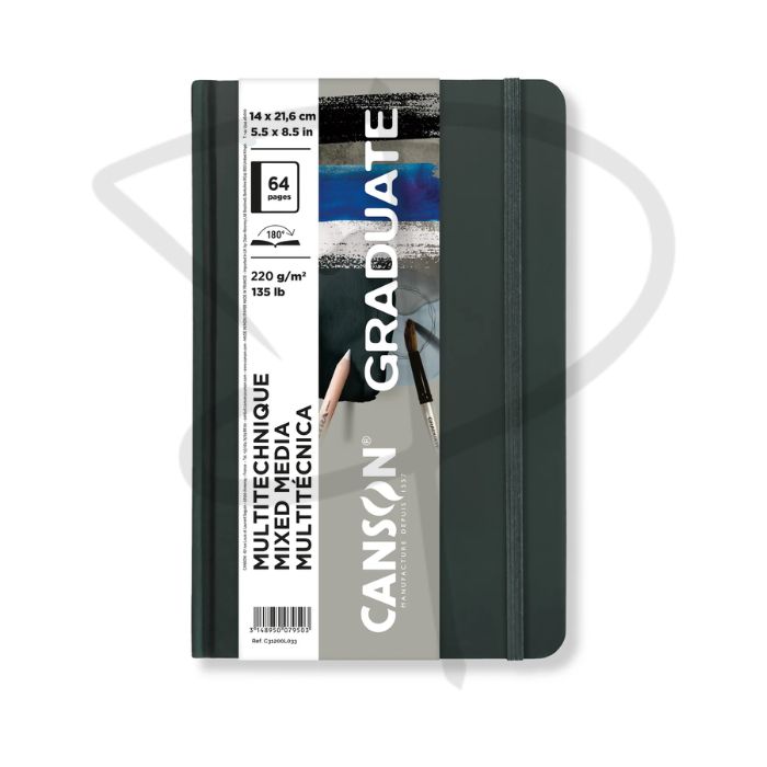 Block para tecnicas mixtas hojas gris – Canson Graduate – 14 x 21.6 cm, 220 g