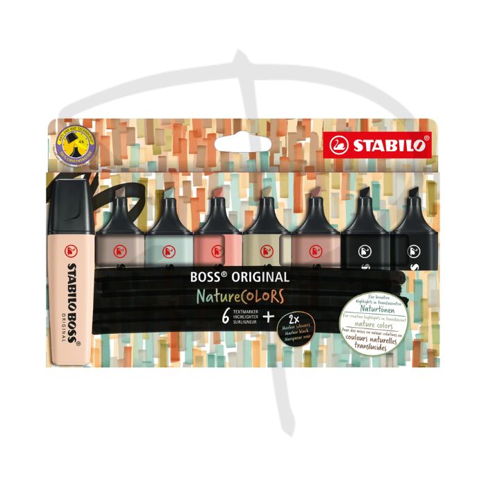 Resaltadores tonos natural - Stabilo Boss Nature Colors – 8 unidades