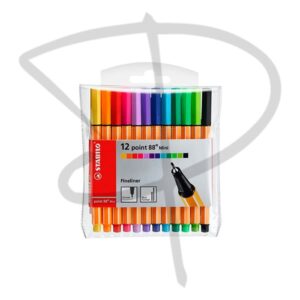 Plumones Fineliner Mini - Stabilo Point 88 MINI - 12 unidades