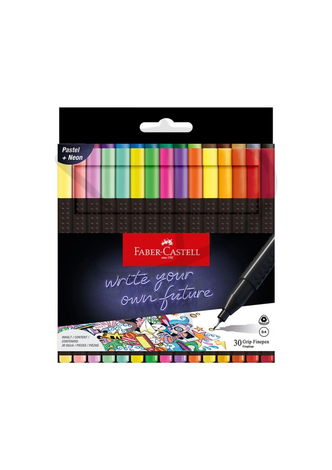 Plumoneses FineLiner - Faber Castell Grip Finepen - 30 unidades