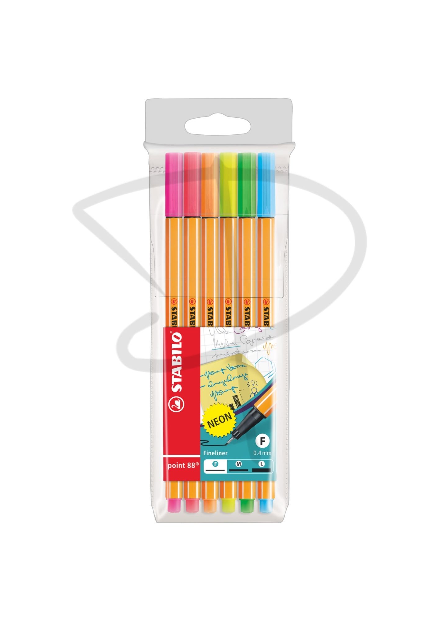 Plumones FineLiner tonos neon - Stabilo Point 88 - 6 unidades