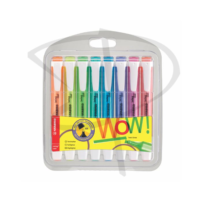 Resaltadores tonos neon – Stabilo Swing Cool – 8 unidades