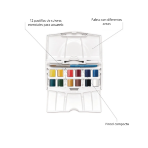 Alternative view of Acuarelas en pastilla con minipaleta – Winsor & Newton Cotman – 13 unidades