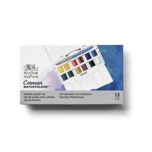 Acuarelas en pastilla con minipaleta – Winsor & Newton Cotman – 13 unidades