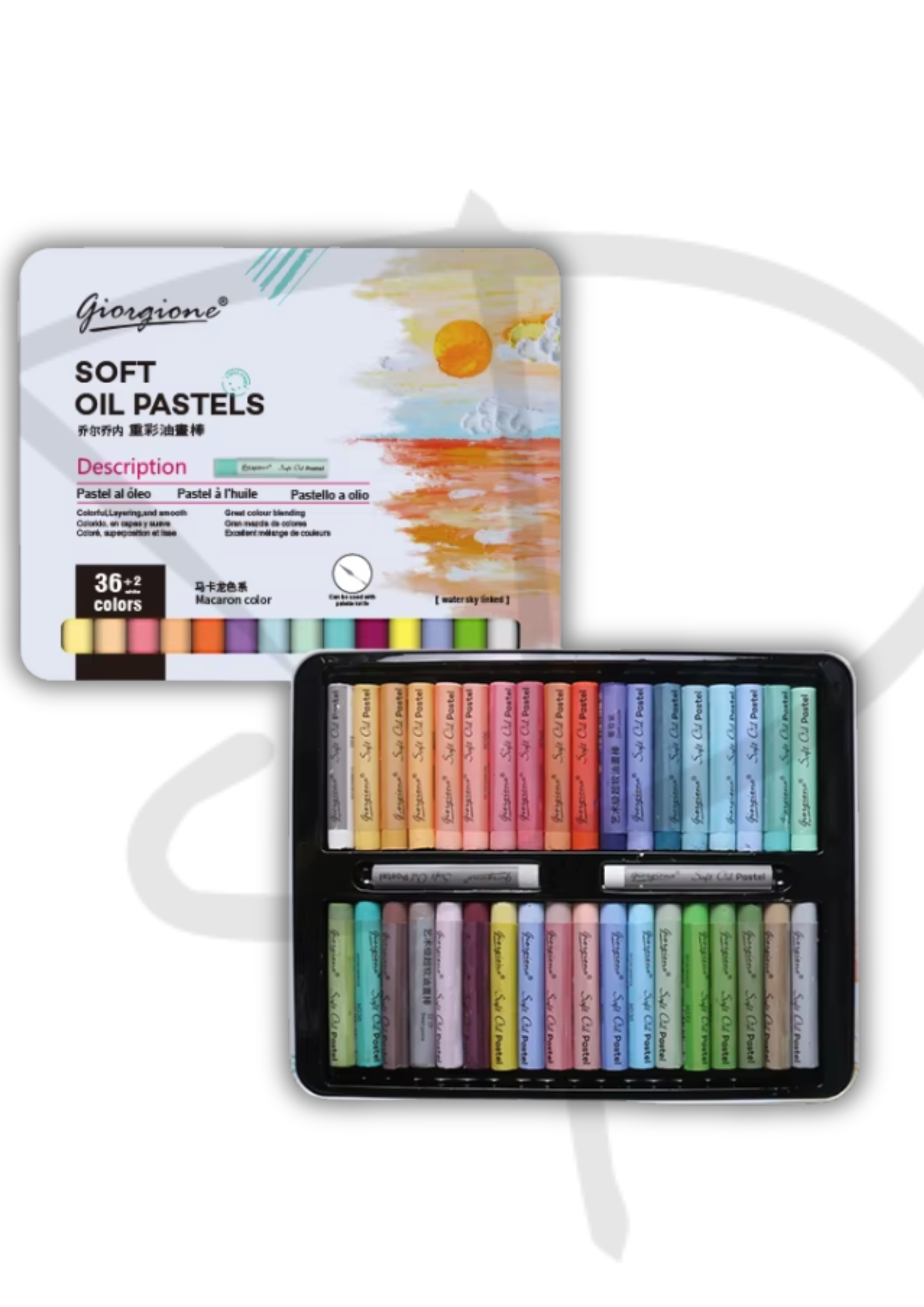 Oleos pastel caja de metal – Giorgione – 36 unidades