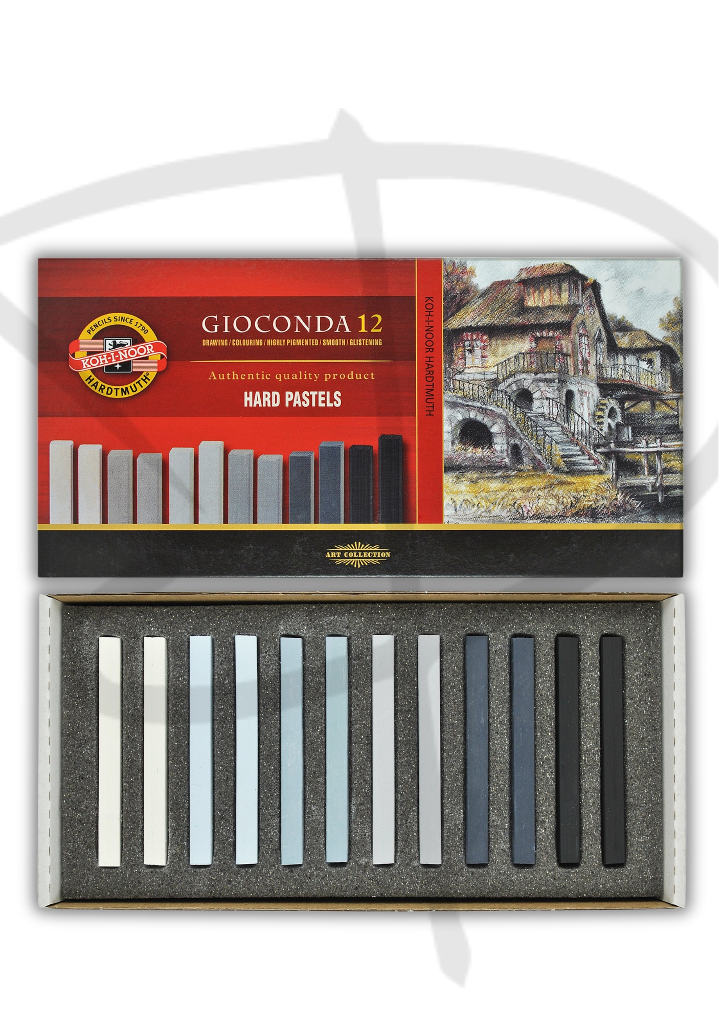 Tiza pastel – KOH-I-NOOR GIOCONDA – 12 Unidades Tonos grises