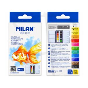 Acuarelas en pastilla con estuche metalico - Milan - 12 unidades