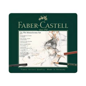 Set de dibujo monocromatico - Faber Castell Pitt Monochrome Set - 21 unidades