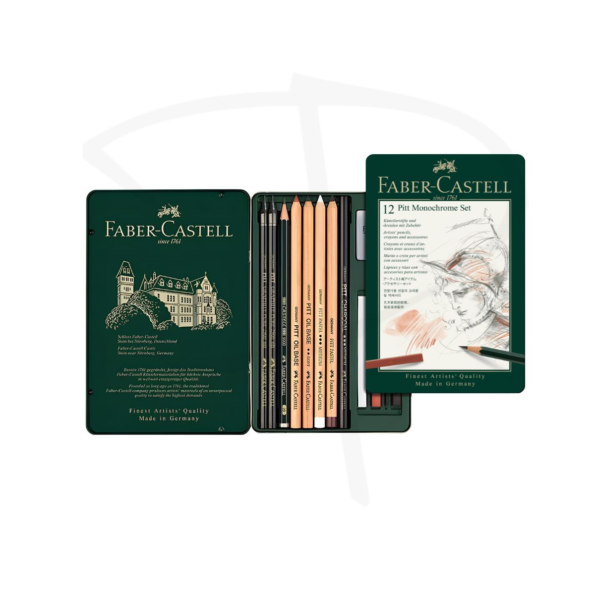 Set de dibujo monocromatico - Faber Castell Pitt Monochrome Set - 12 unidades - Imagen 3
