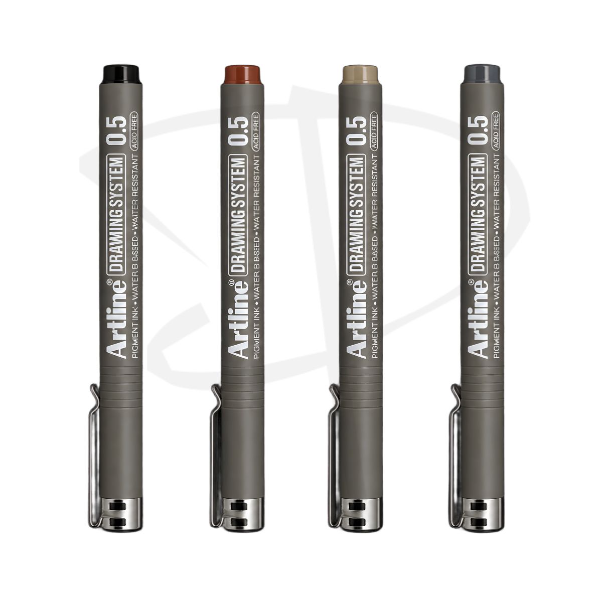 Set de estilografos 0.5 - Artline - 4 unidades (negro, sepia, marron claro y gris) - Imagen 2