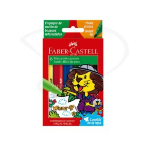 Plumones permanentes gruesos jumbo - Faber Castell - 6 unidades